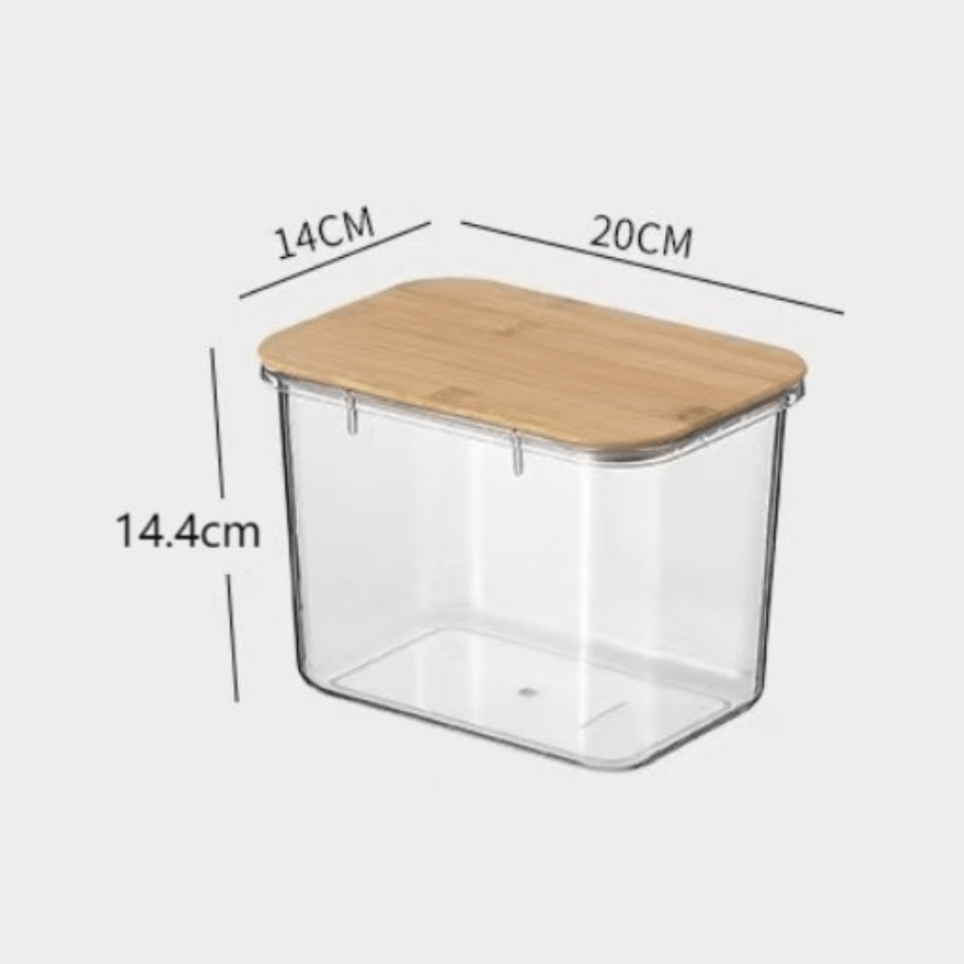 Multi-Purpose Transparent Food Storage Containers with Wooden Lid