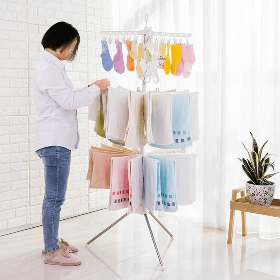 Multi-Layer Indoor Rotatable Floor Standing Clothes Drying Rack(74cm)
