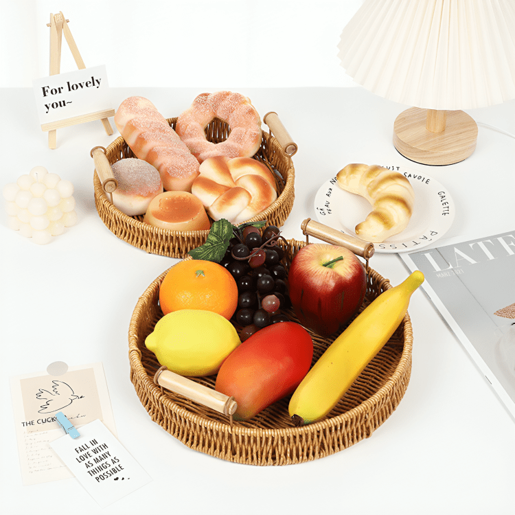 Multi-Purpose Rattan Basket Serving Tray
