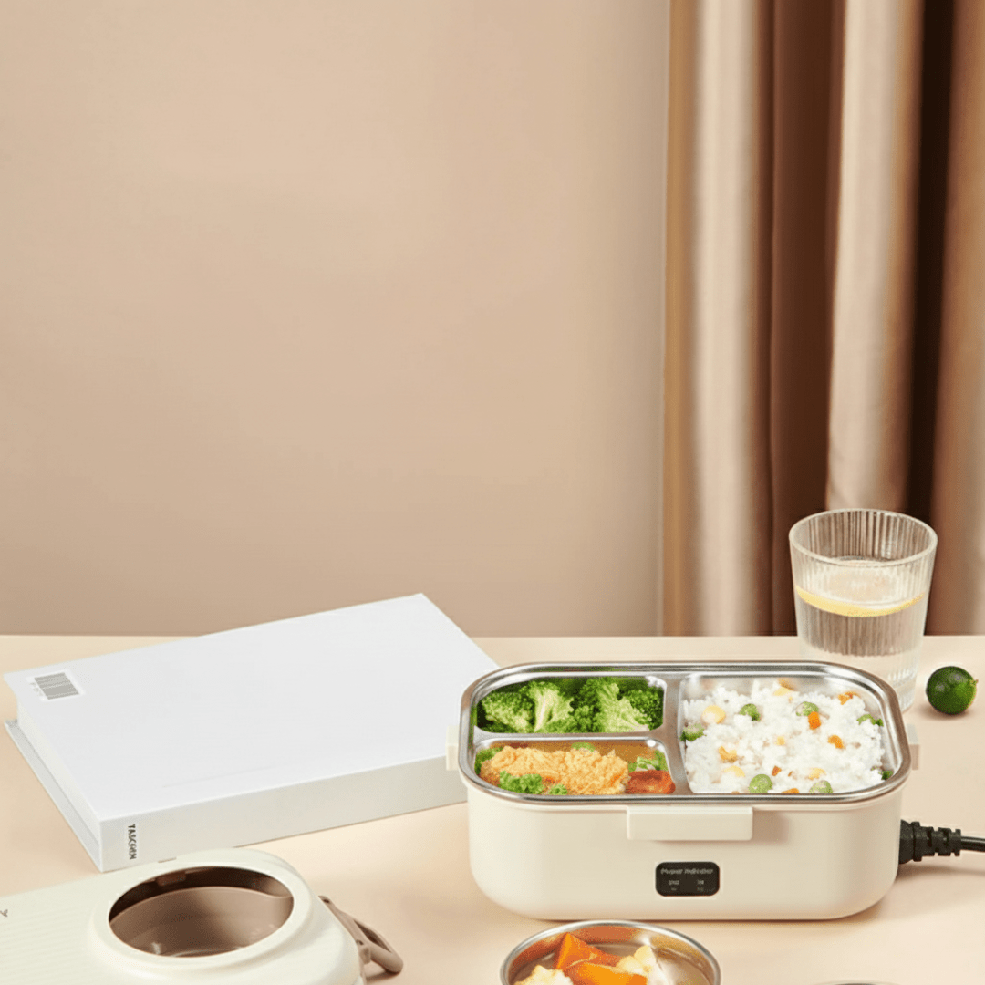 Multifunctional Electric 48W Heated Lunch Box with Leakproof Stainless Steel Liner(1.1Litre)