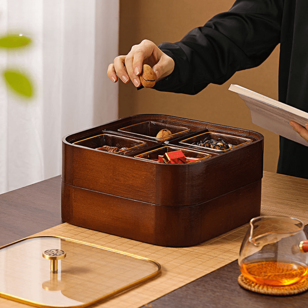 Moisture-Proof Wooden Serving Tray (Double Layer)