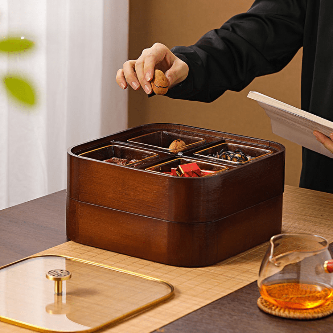 Moisture-Proof Wooden Serving Tray (Double Layer)