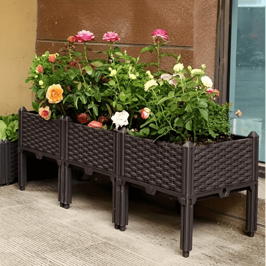 Plastic Balcony Vegetable Planting Garden Bed with Legs & Drainage Holes