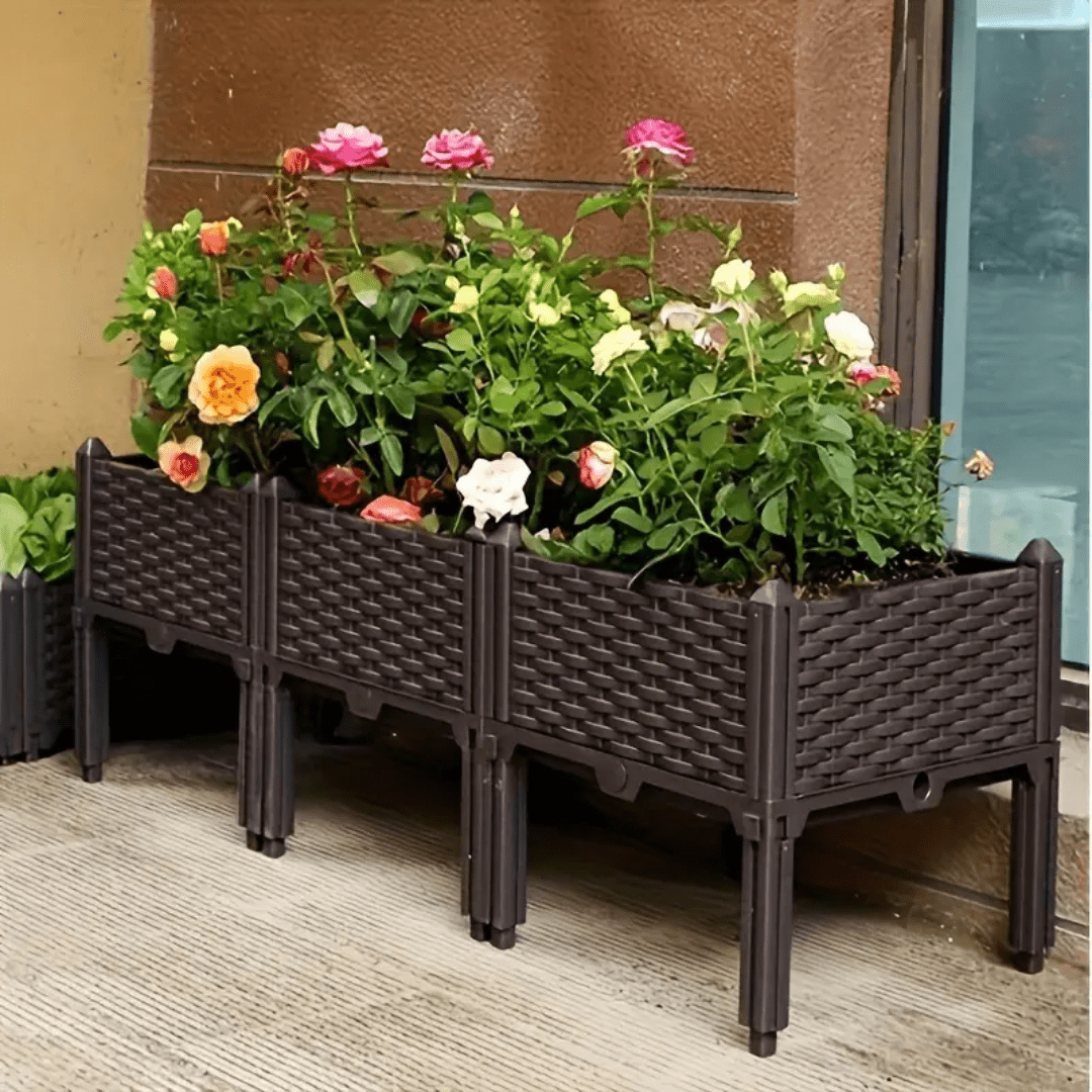 Plastic Balcony Vegetable Planting Garden Bed with Legs & Drainage Holes