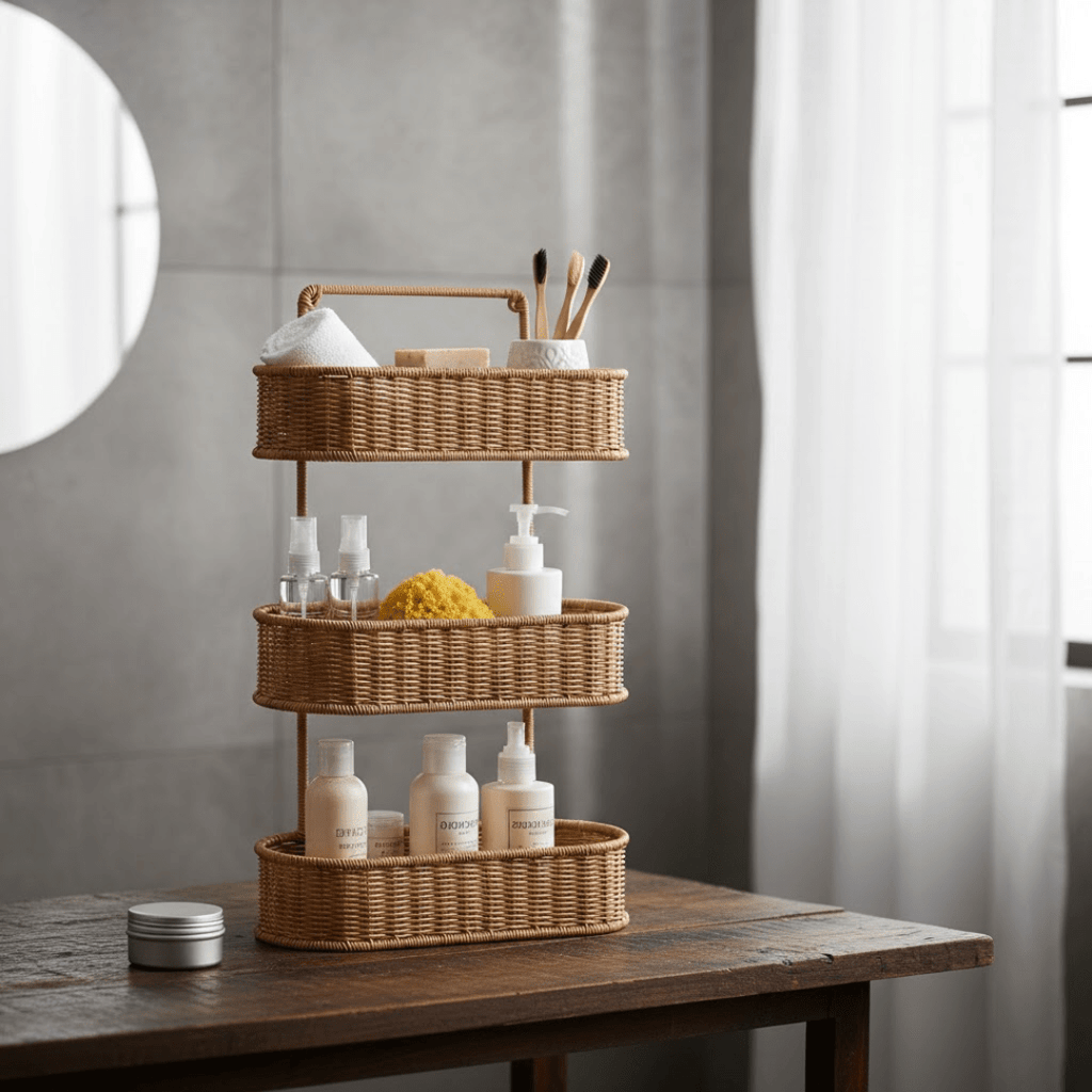 Decorative Oval Rattan Style Storage Basket