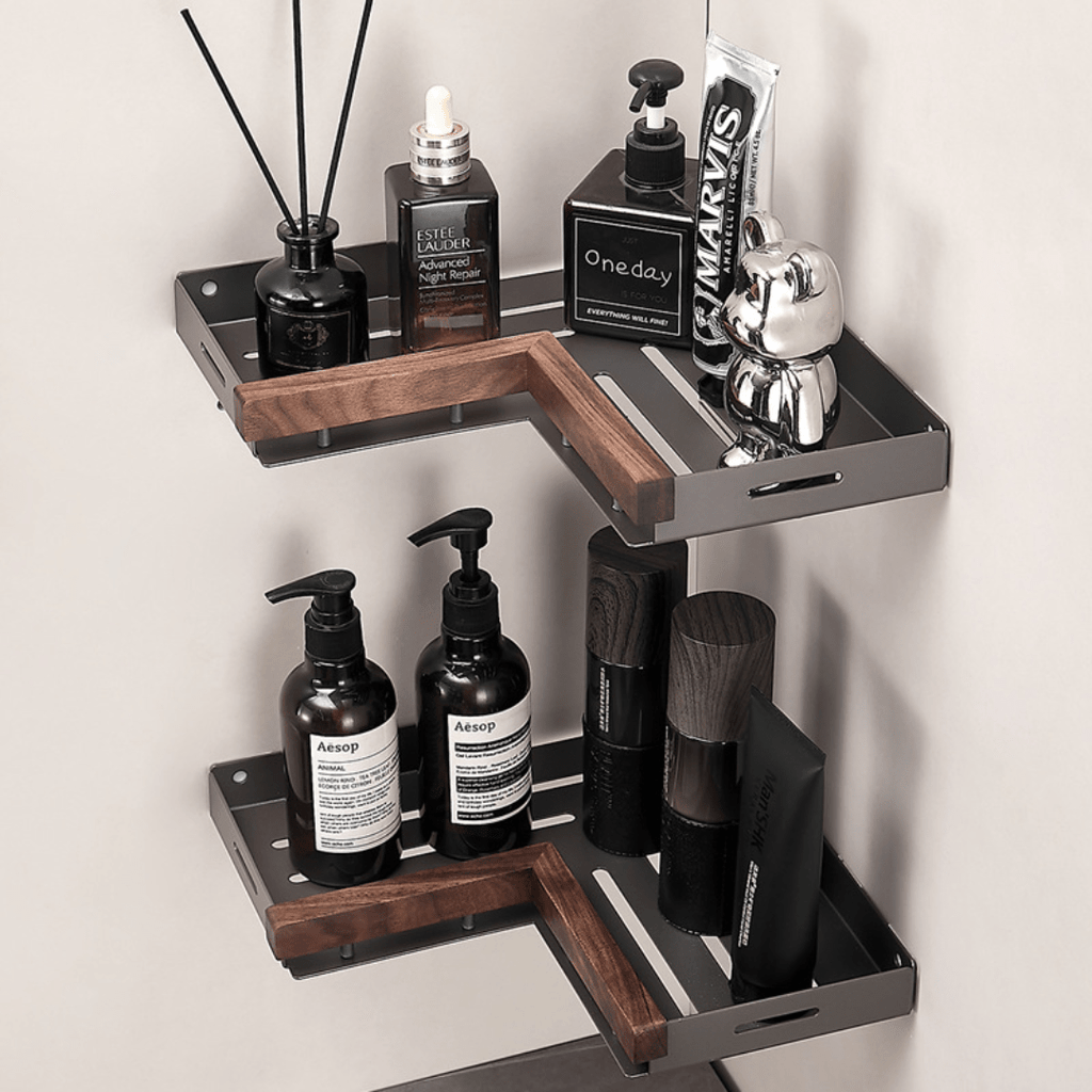 Multi-Purpose Wood and Aluminum Wall Corner Shelf (26cm)