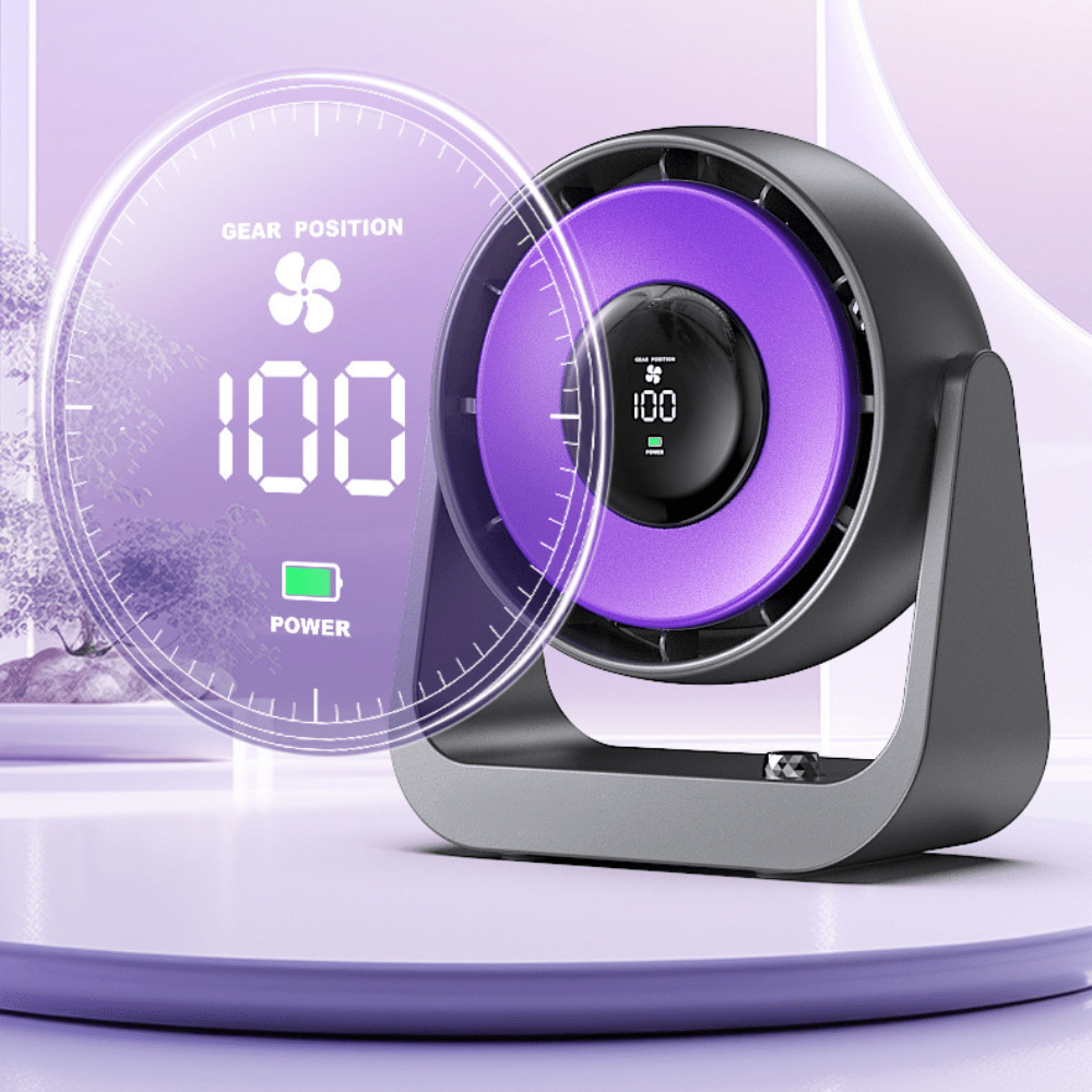 Rechargeable Desktop Fan with Digital Display, 5V