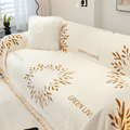 Minimal Leaf Print Rust Orange Elegance Chenille Sofa Cover