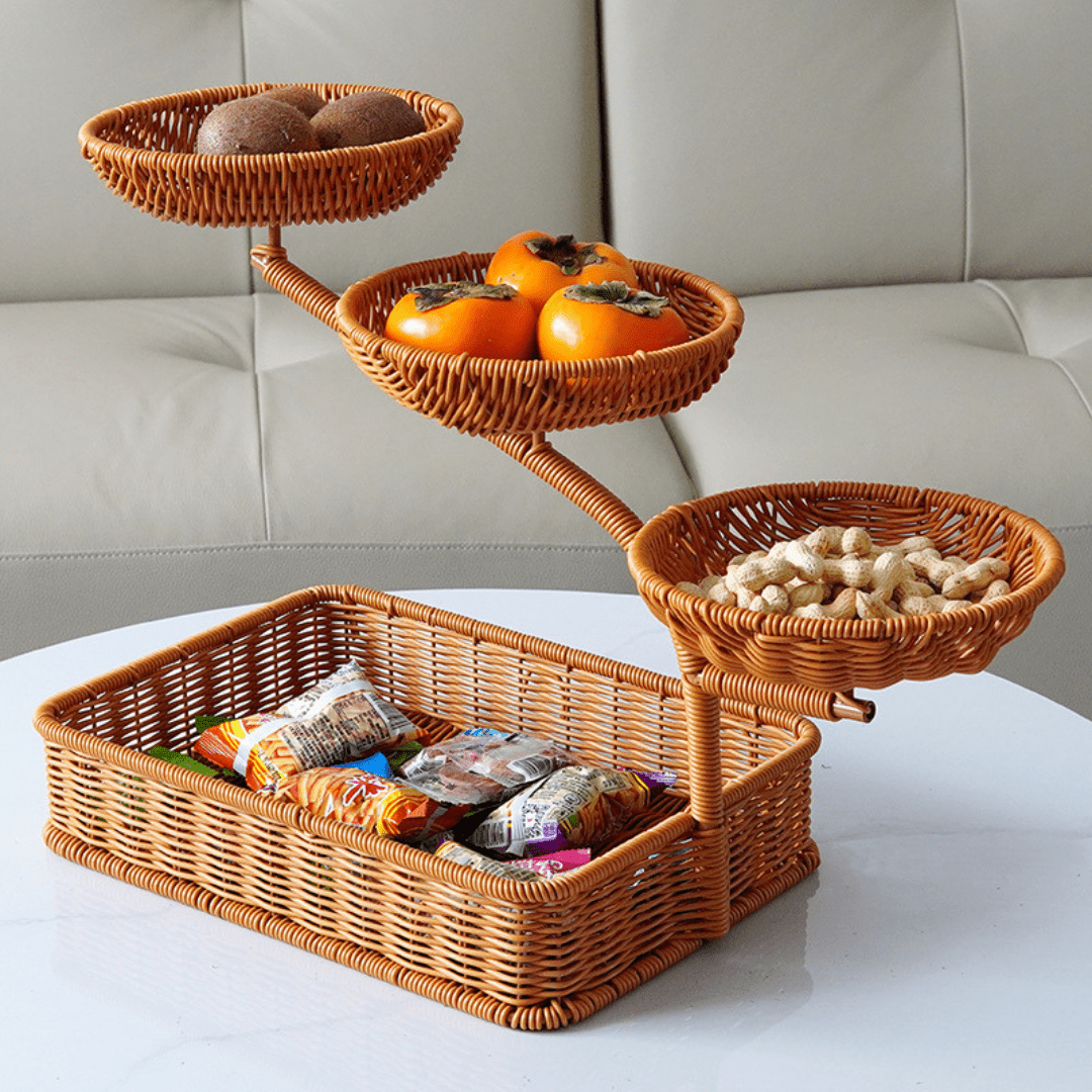 Handwoven Imitation Rattan Fruit Storage Basket