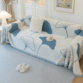 Ginkgo Leaf Print Blue Elegance Chenille Sofa Cover