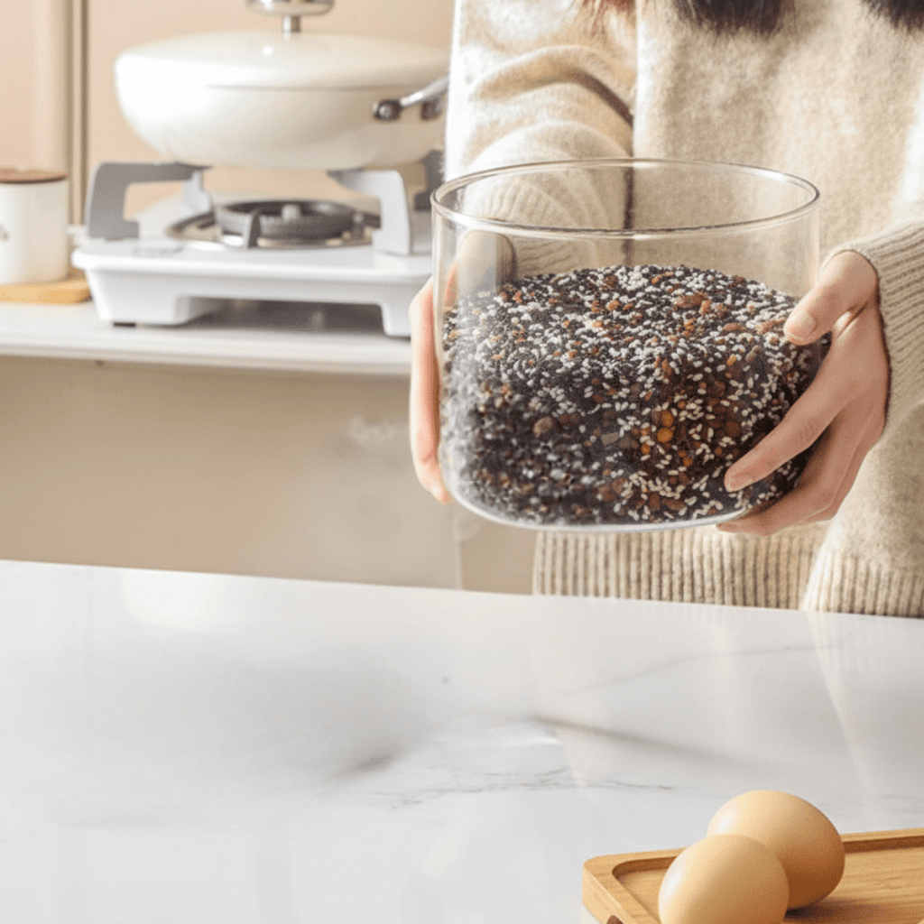 Multi-Purpose Transparent Borosilicate Food Storage Container with Airtight Lid(1.8Kg)