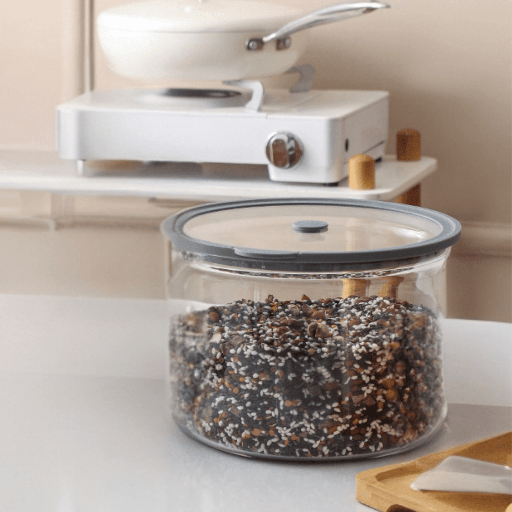 Multi-Purpose Transparent Borosilicate Food Storage Container with Airtight Lid(1.8Kg)