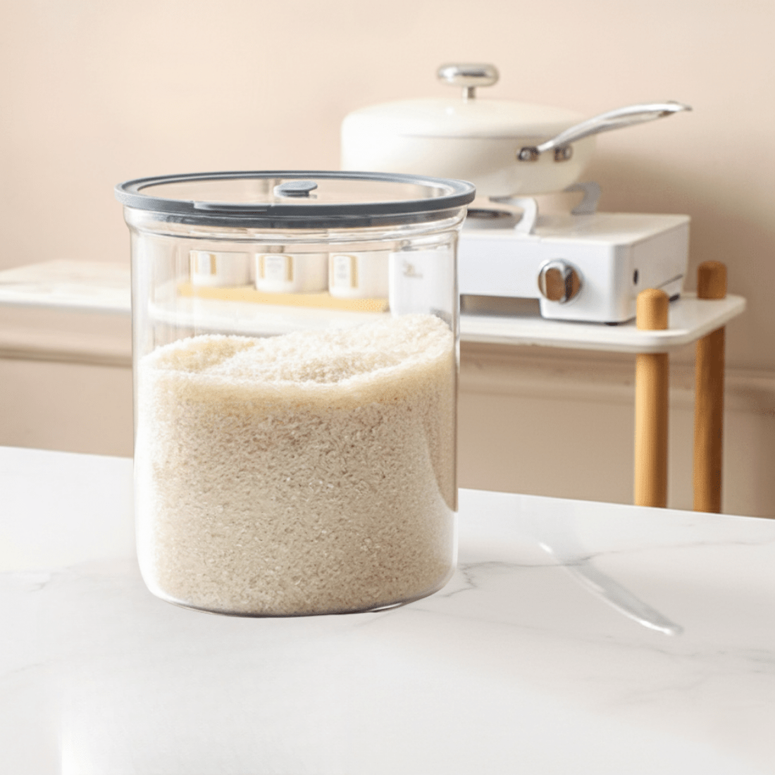 Multi-Purpose Transparent Borosilicate Food Storage Container with Airtight Lid(3.5Kg)