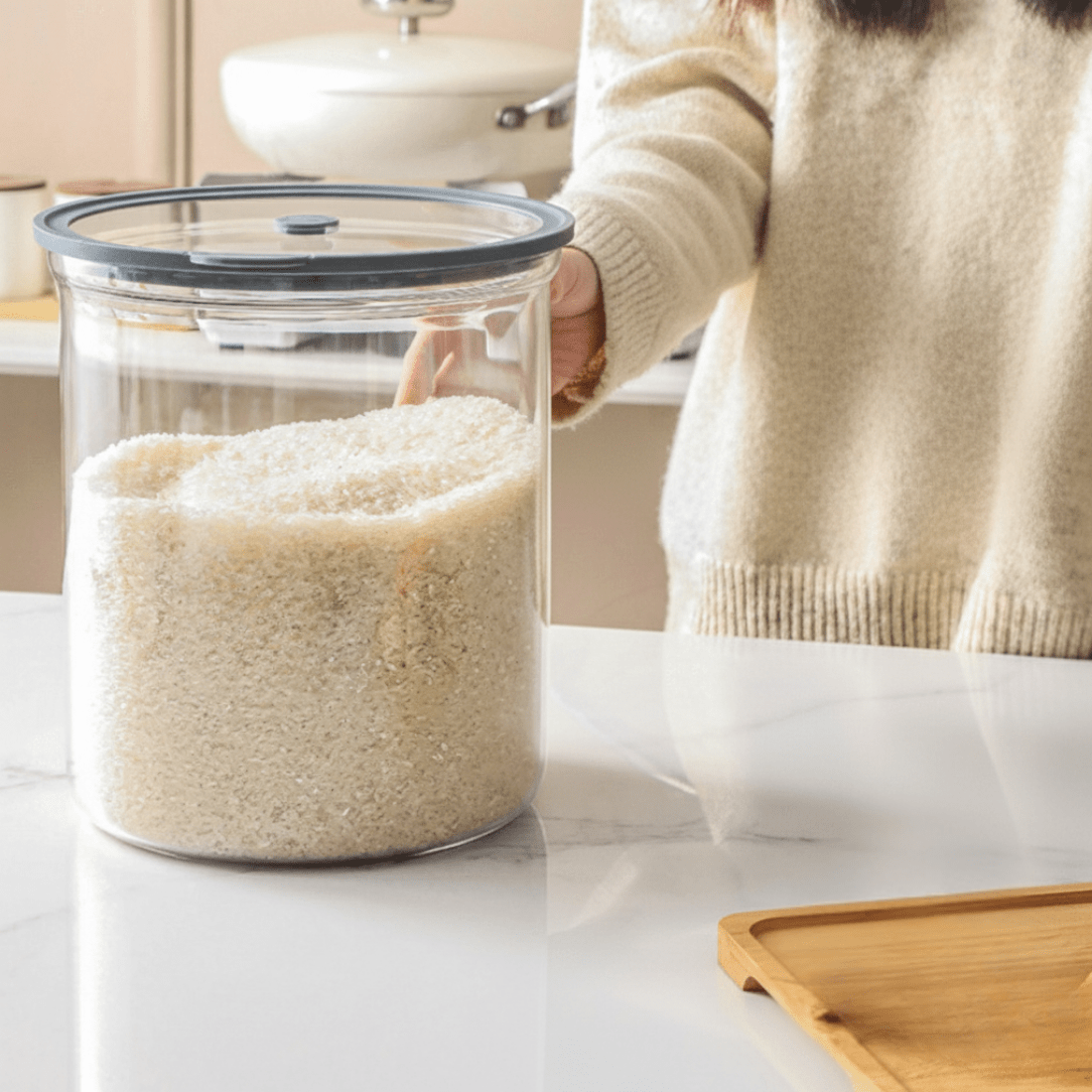 Multi-Purpose Transparent Borosilicate Food Storage Container with Airtight Lid(3.5Kg)
