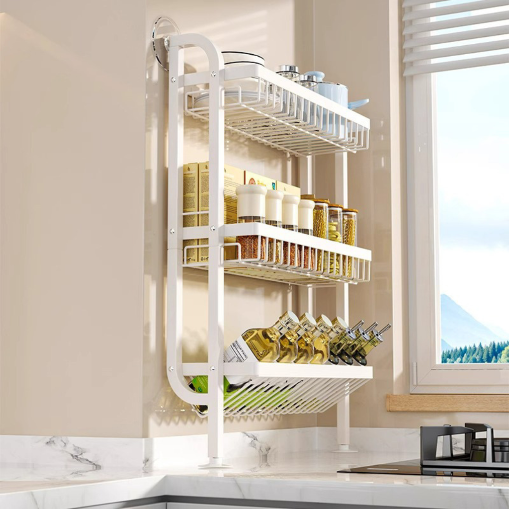 Suction Cup Wall-Mounted Spice Rack Organizer