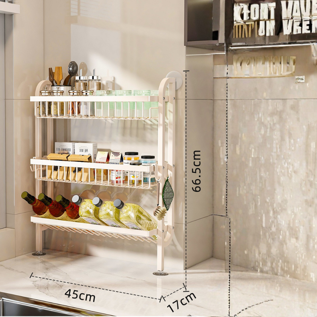 Suction Cup Wall-Mounted Spice Rack Organizer