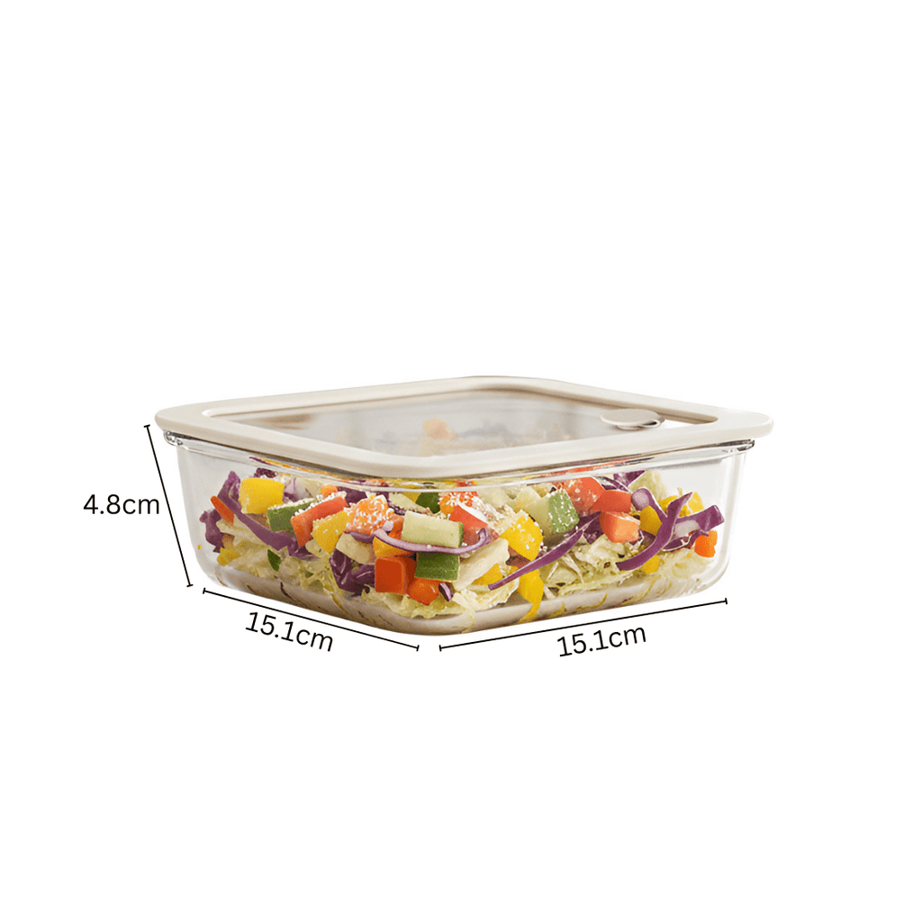 Square Borosilicate Glass Food Container with Vented Lid(610ml)