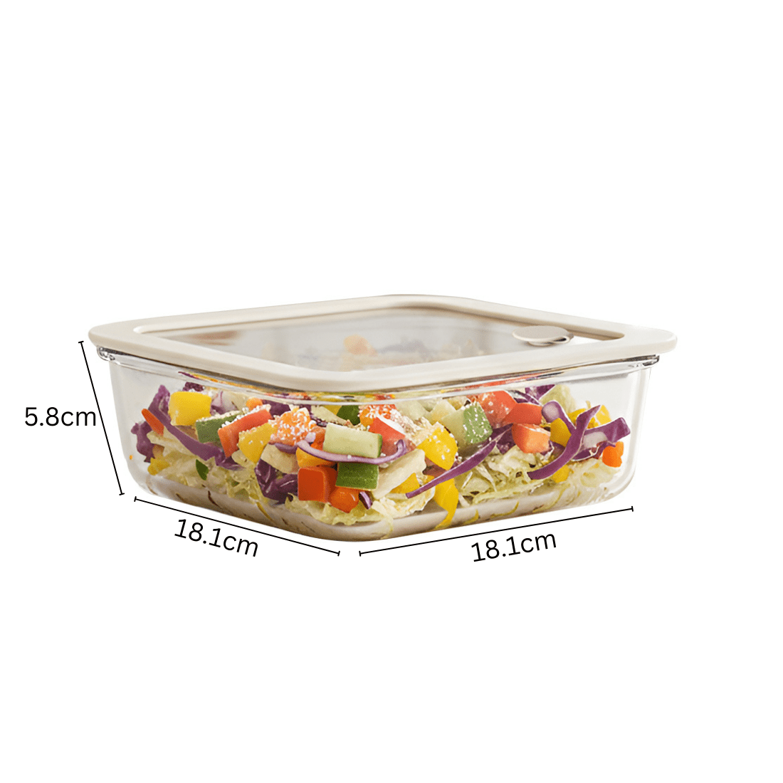 Square Borosilicate Glass Food Container with Vented Lid(1170ml)