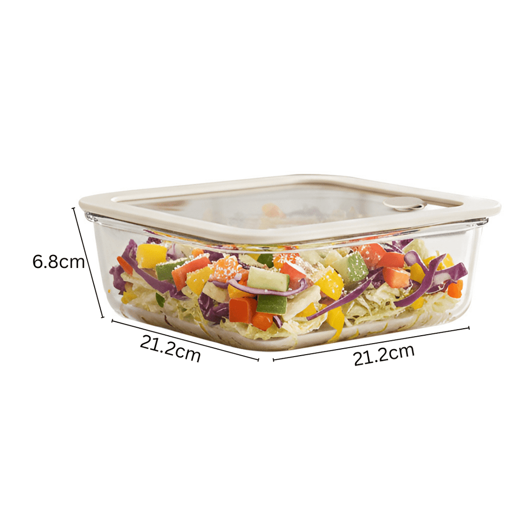 Square Borosilicate Glass Food Container with Vented Lid(1940ml)