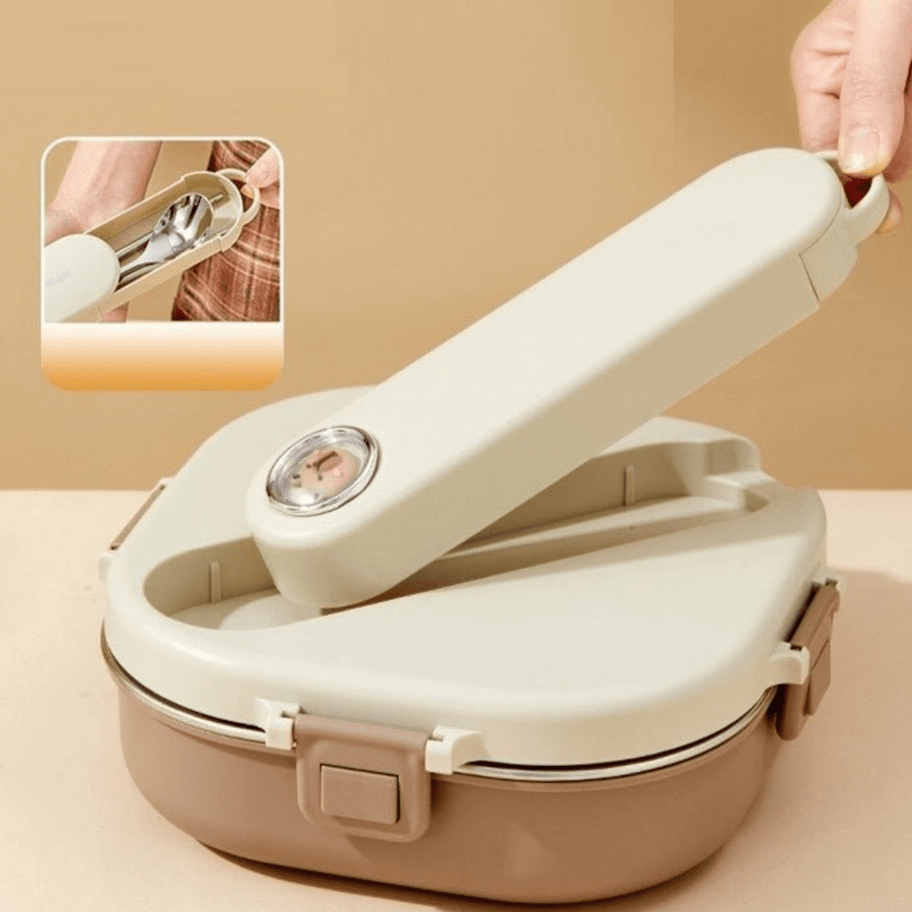 Premium 3-Grid Stainless Steel Lunch Box Set with Insulated Bag (800 ml)