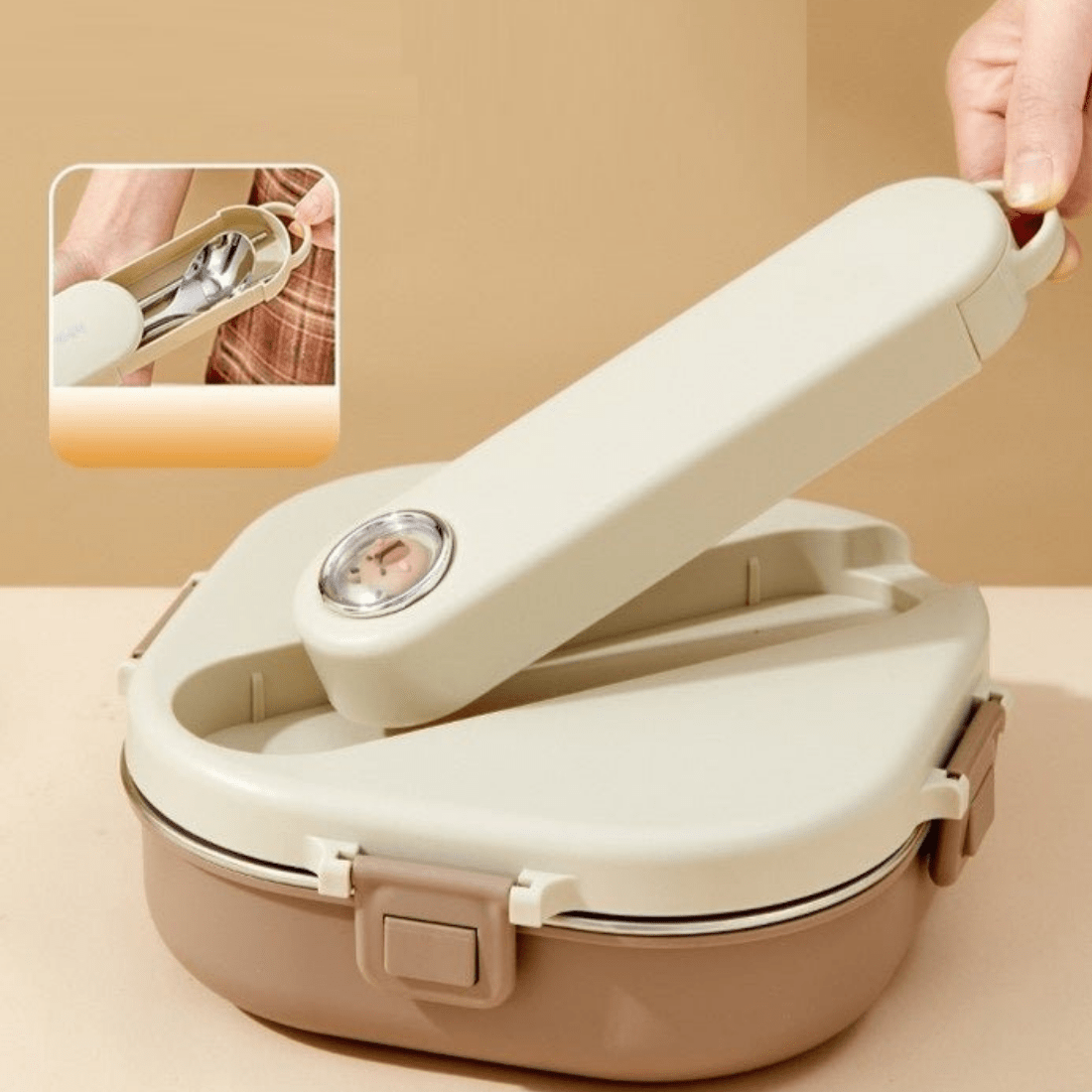 Premium 3-Grid Stainless Steel Lunch Box Set with Insulated Bag (800 ml)