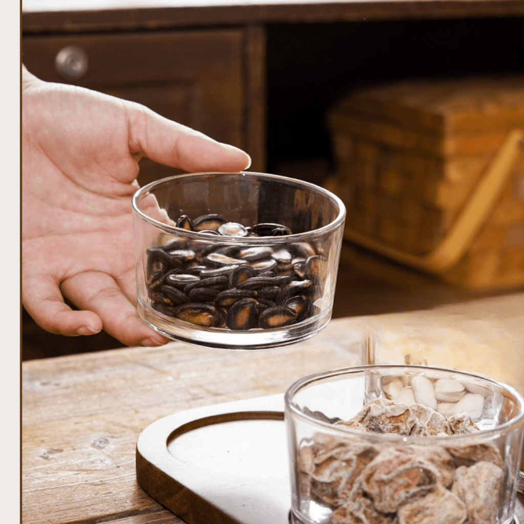 Minimalist Glass Snack Plate with Bamboo Lid (2-GRID)