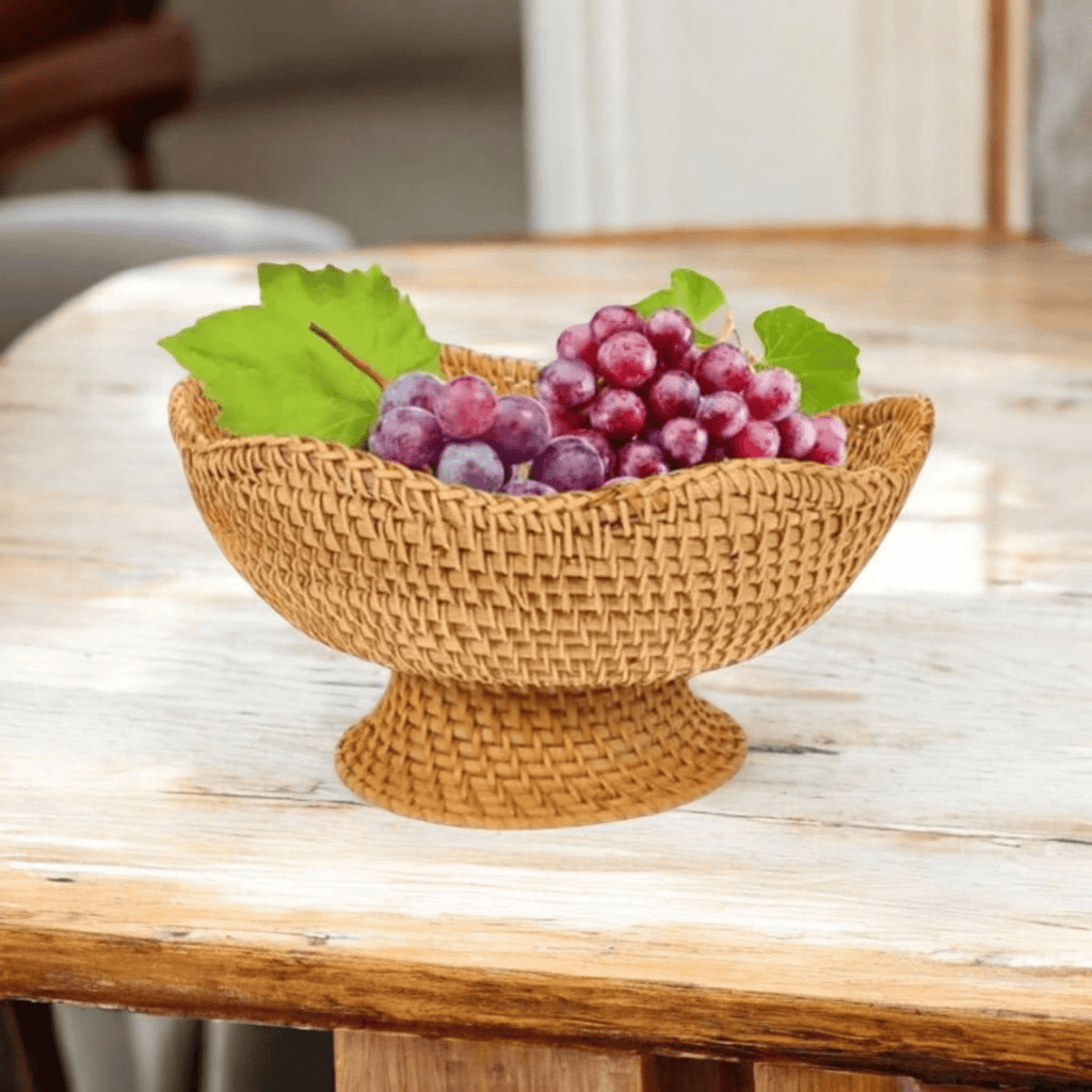 Multi-Purpose Hand-Woven Rattan Serving Basket (25cm)