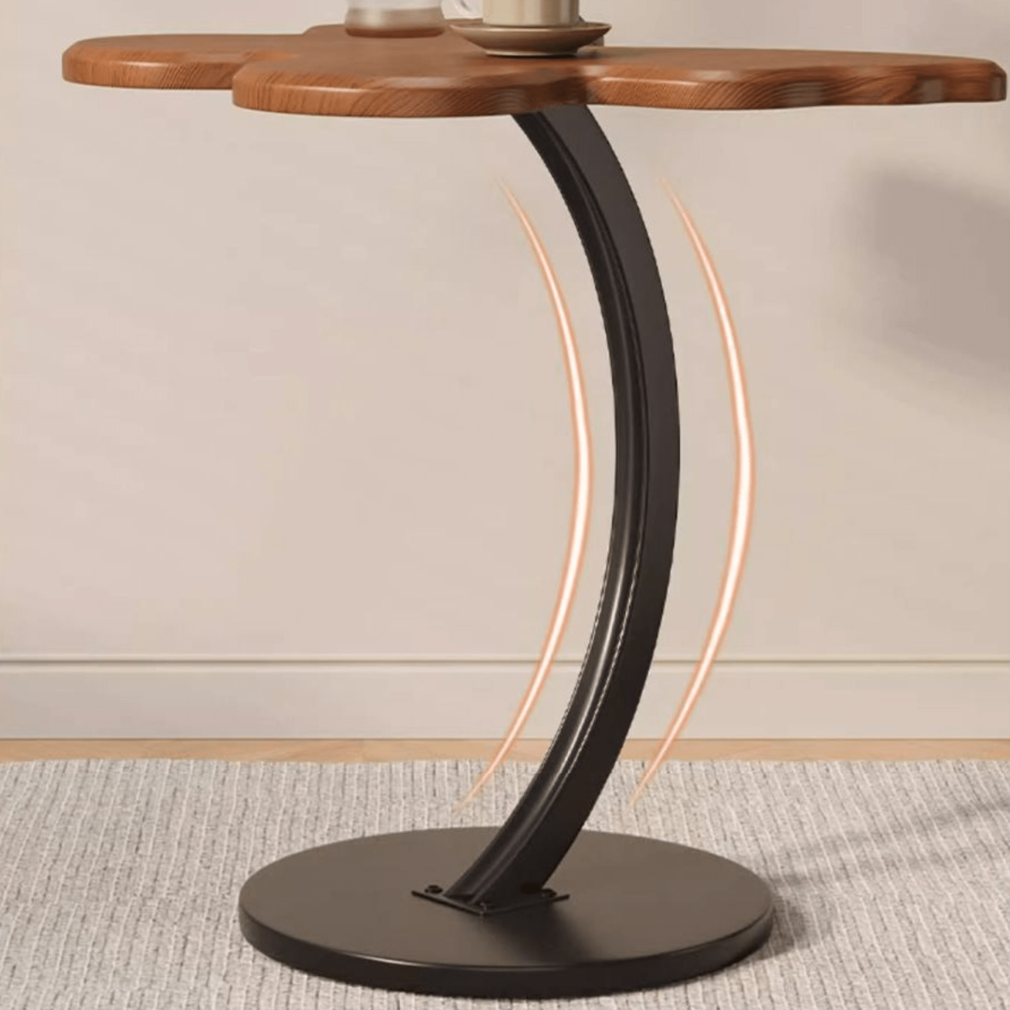 Multi-Purpose Metal Butterfly Bedside Table with Rounded Safe Corners (30cm)