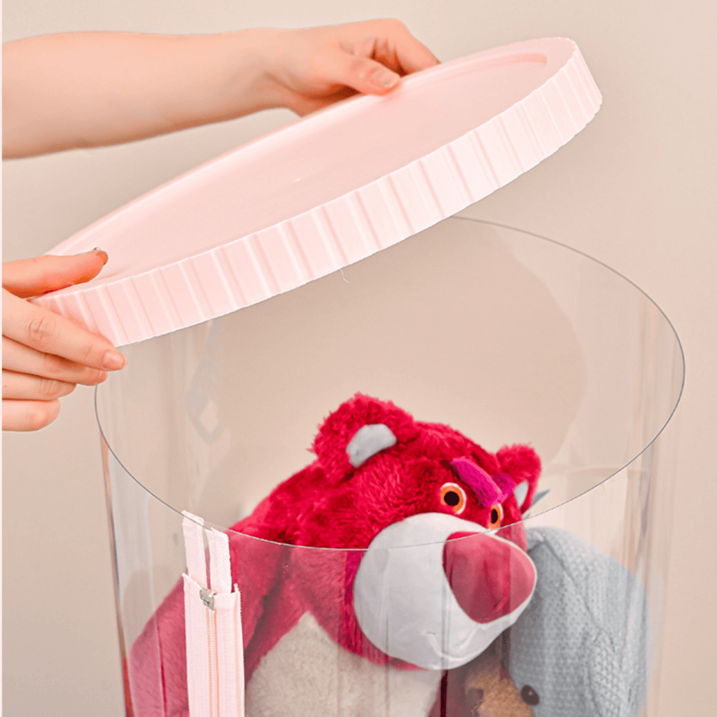 Plastic Rotating Toy Storage Bucket with Dustproof Cover & Zipper (30cm)