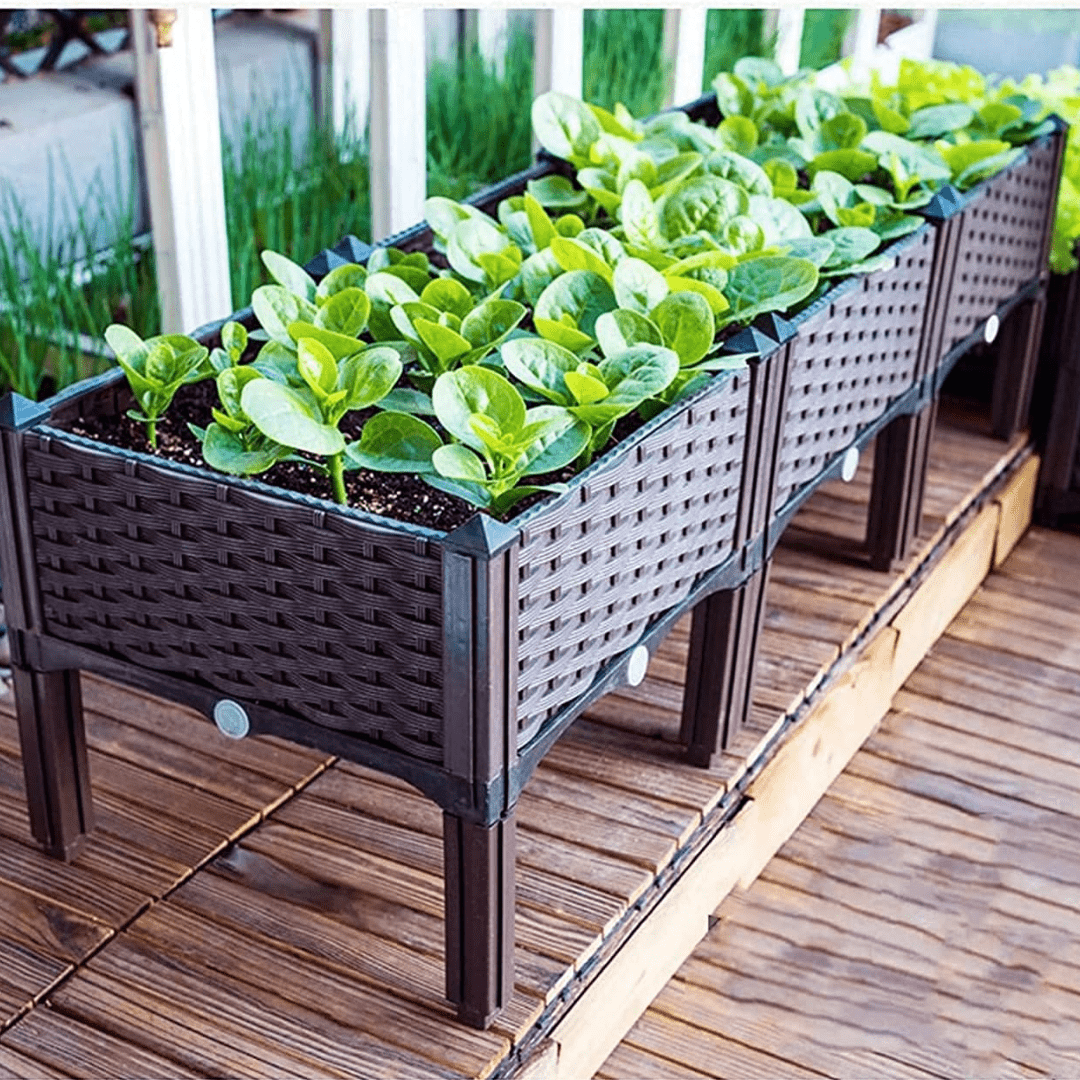 Plastic Balcony Vegetable Planting Garden Bed with Legs & Drainage Holes