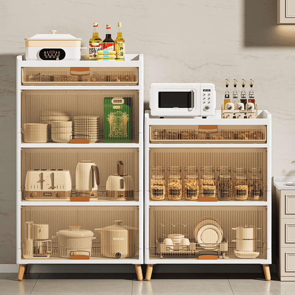 Multi-Purpose Transparent Flip-Top Storage Cabinet With Legs (58cm)