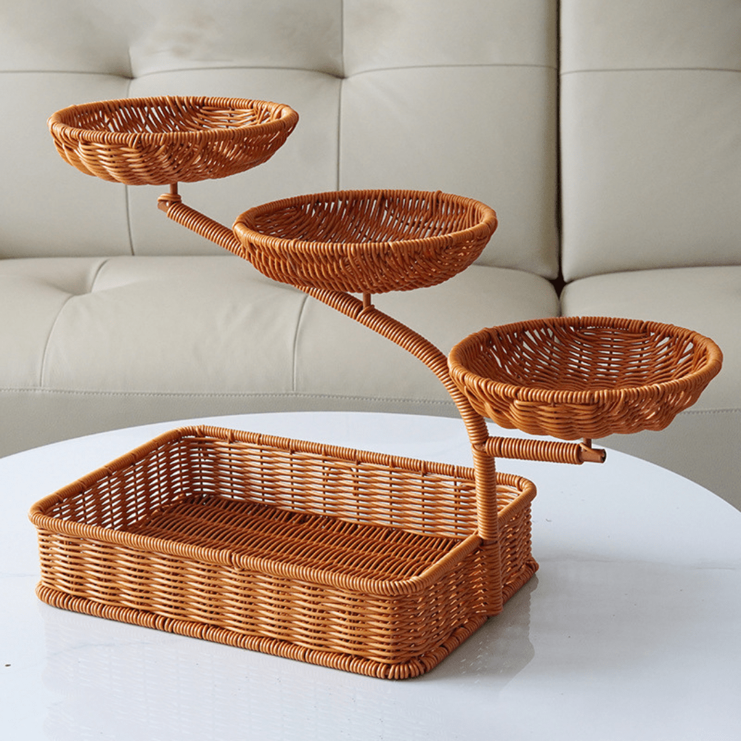 Handwoven Imitation Rattan Fruit Storage Basket