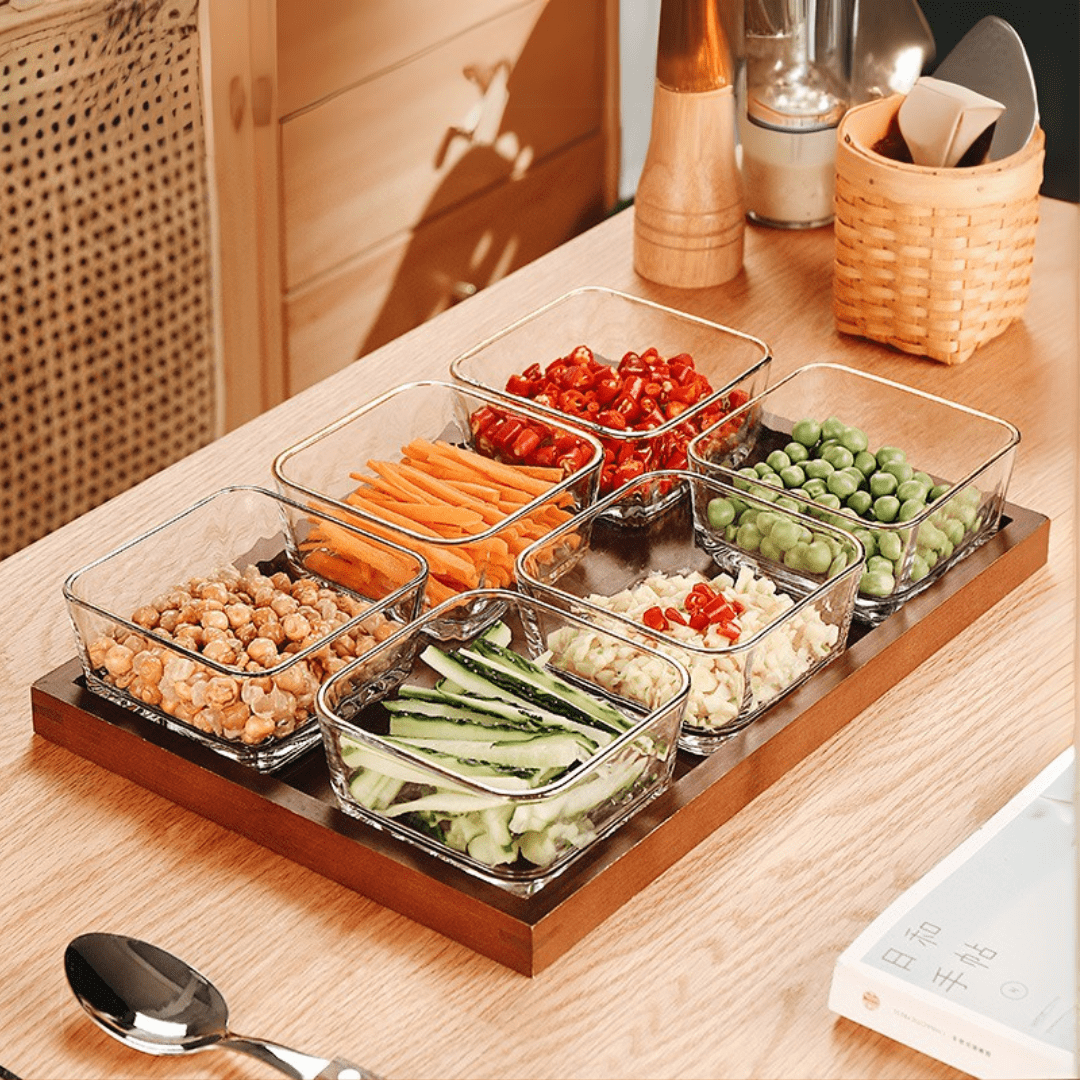 Luxury Glass Snack Box Set (6-Grid)