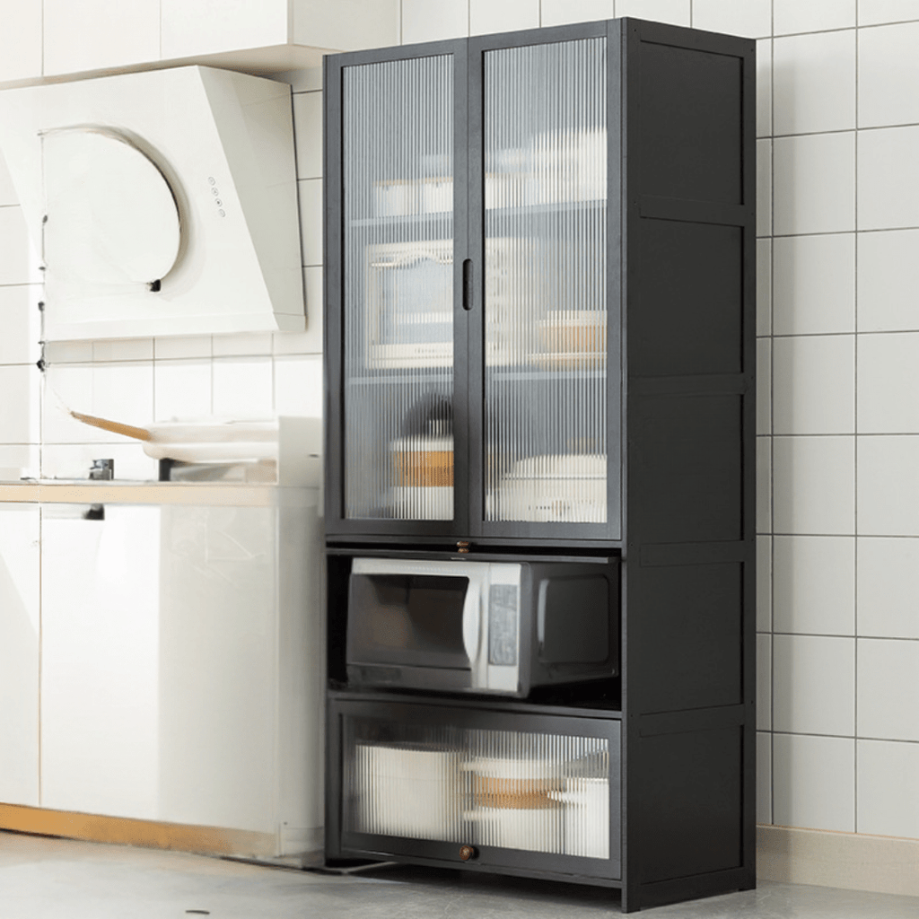 Multipurpose Bamboo Wood Kitchen Storage Rack(Black-80cm)