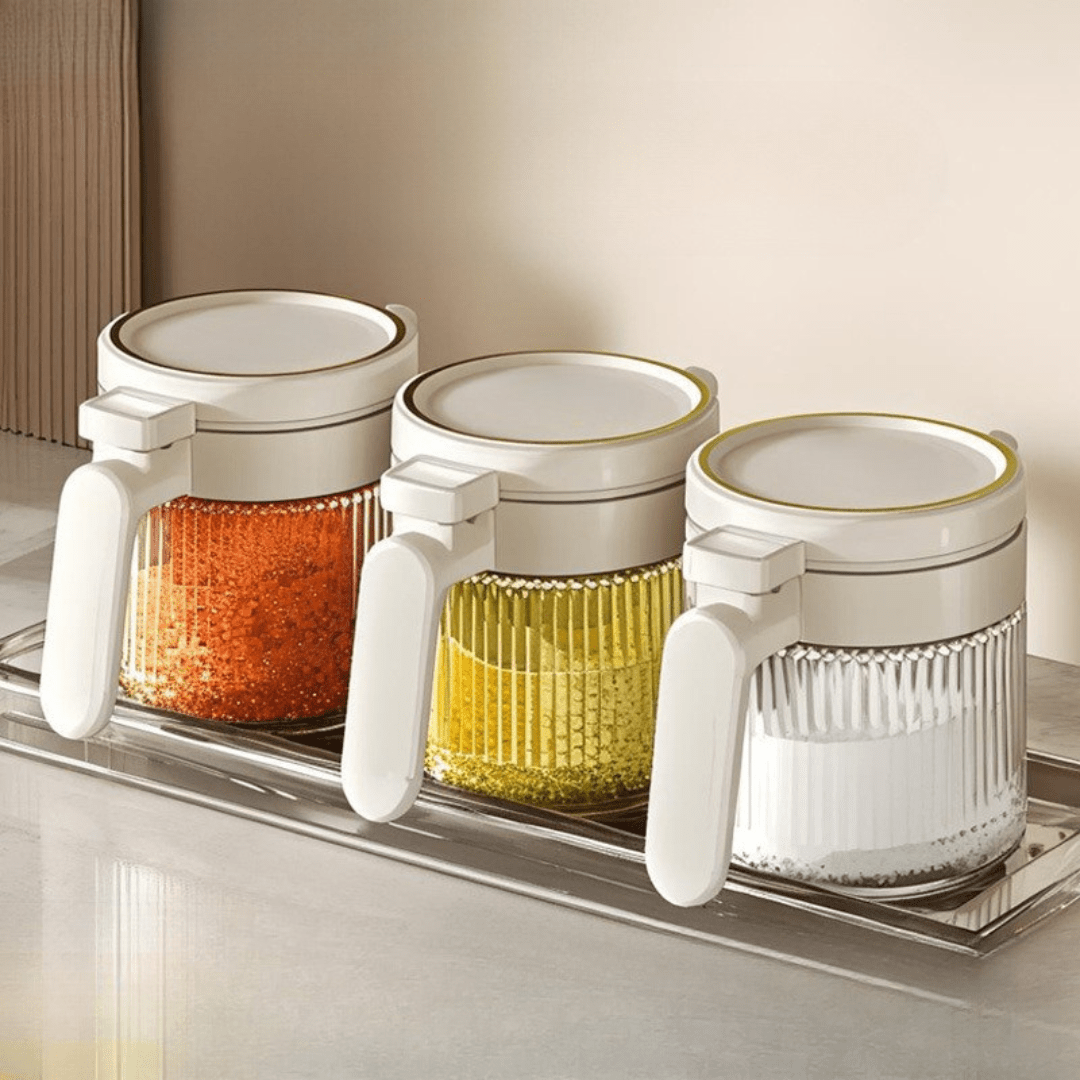 Multi-Purpose Airtight Mini Glass Containers with Spoon (300 ml)