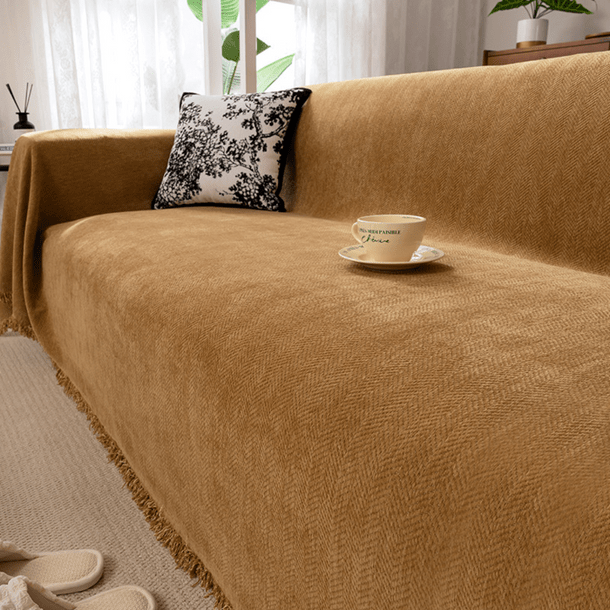 Elegance Chenille Sofa Cover :[EM-SC-13] (Coffee)