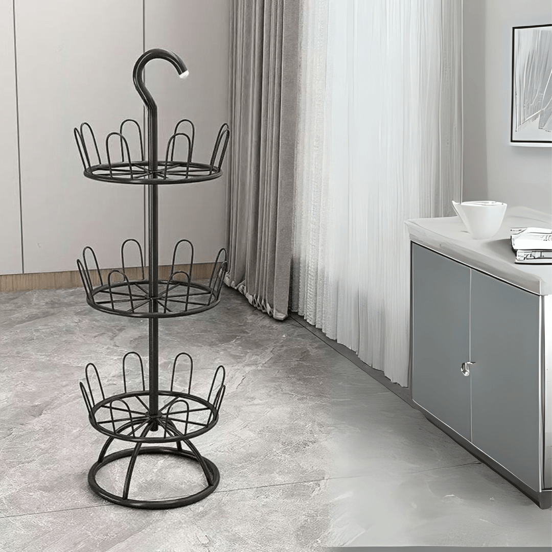 Multi-Layer Iron Shoe Drying & Storage Rack with Circular Bracket