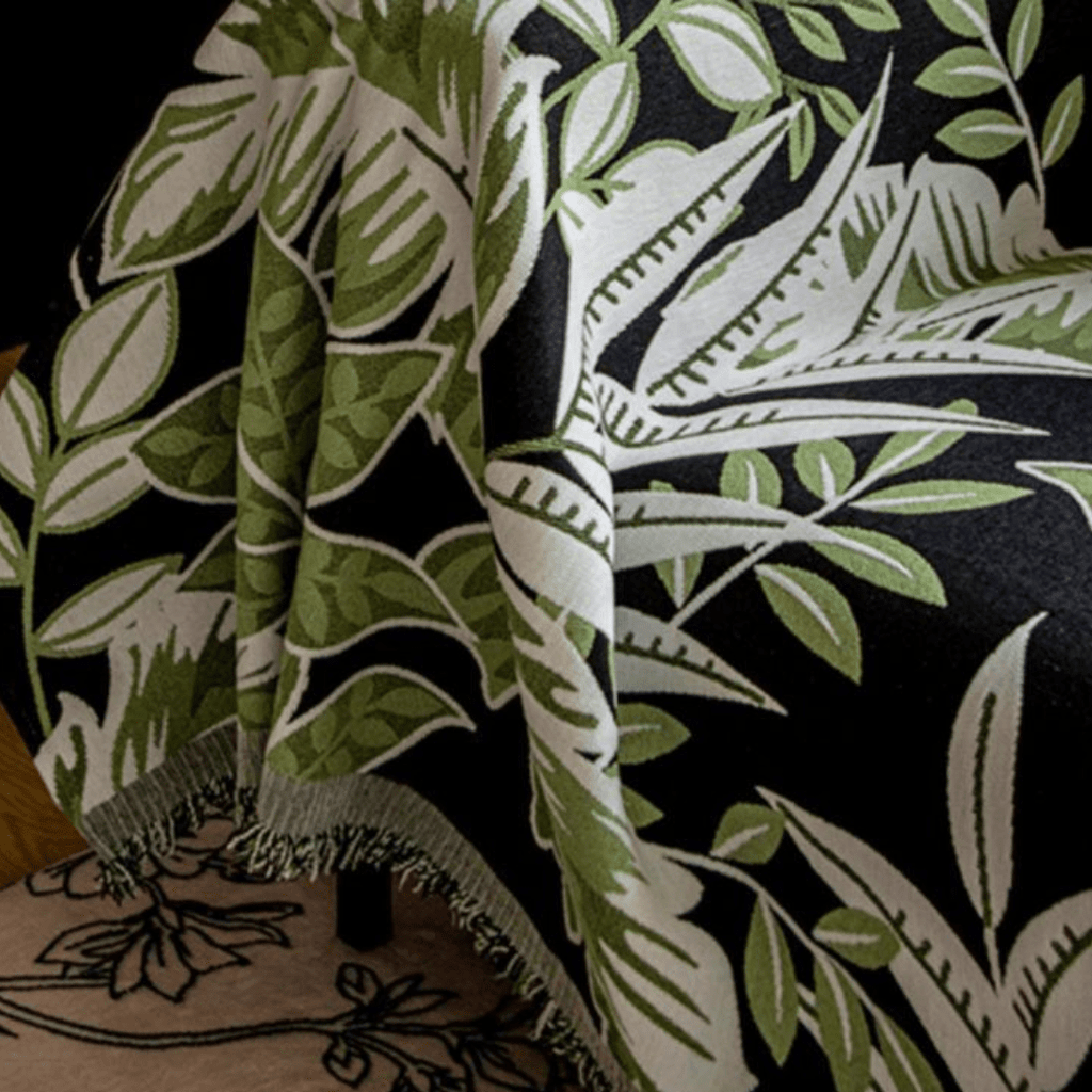 Leaf Print Green Elegance Chenille Sofa Cover