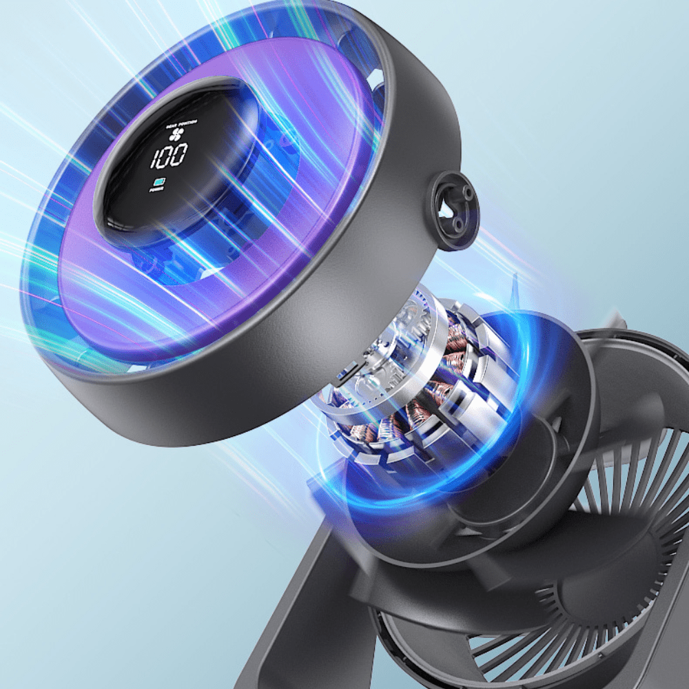 Rechargeable Desktop Fan with Digital Display, 5V