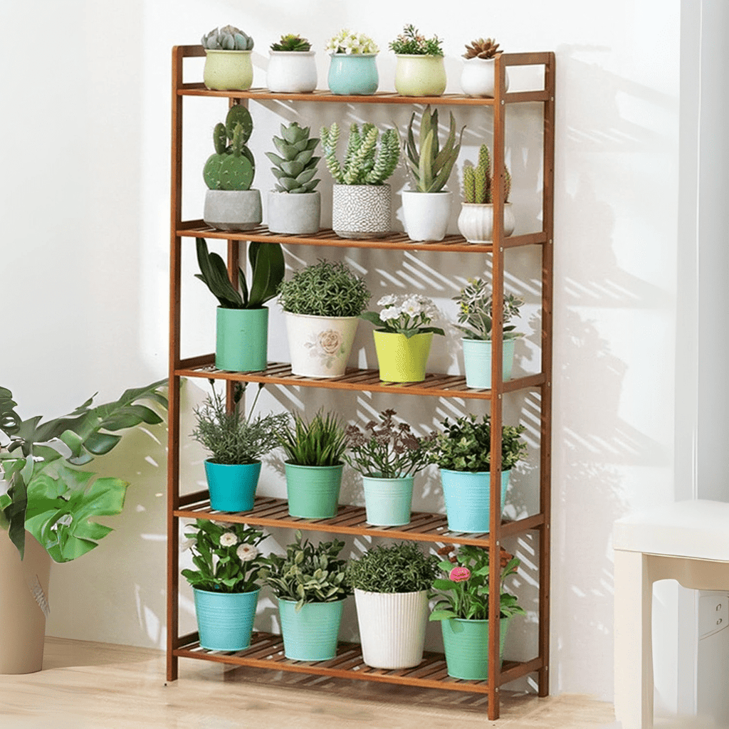 Multi-Purpose Bamboo Wood Floor-Standing Storage Rack (5 Tier-68cm)