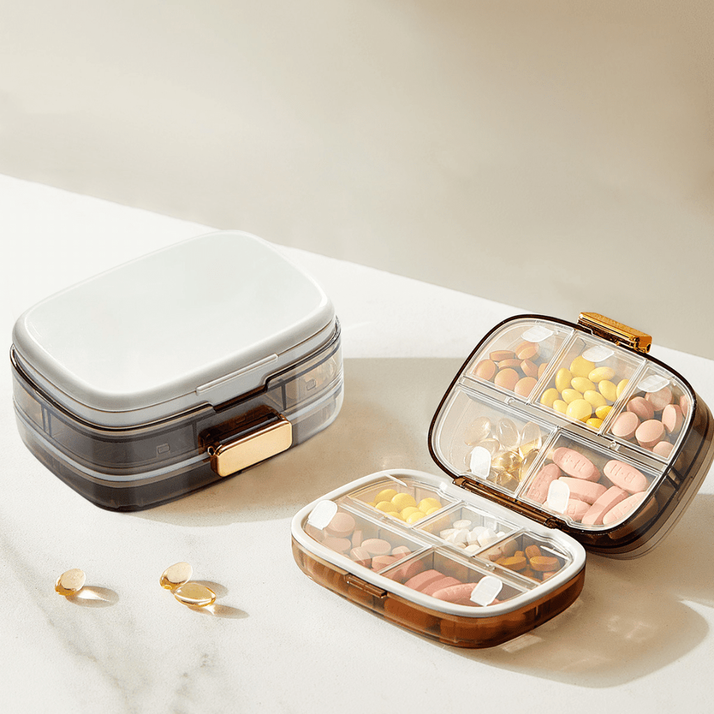Three-Layer Portable Weekly Pill Organizer Box with Moisture Seal