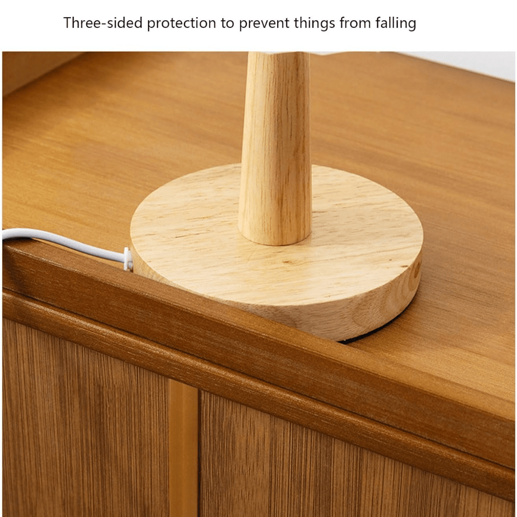 Bamboo Wood Bedside Table with Sliding Drawer & Rattan Cabinet (42cm)