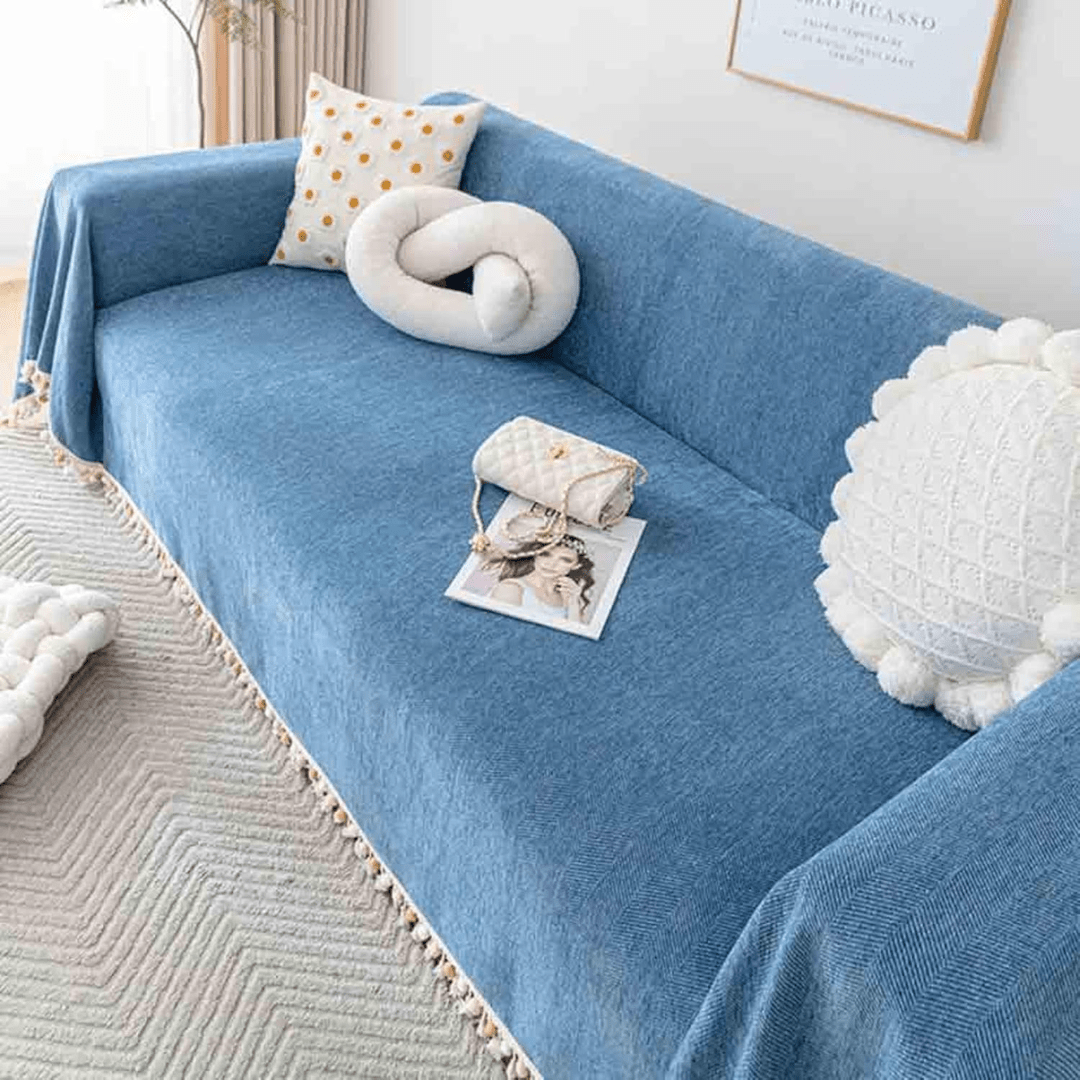 Elegance Chenille Sofa Cover :[EM-SC-31] (Blue)