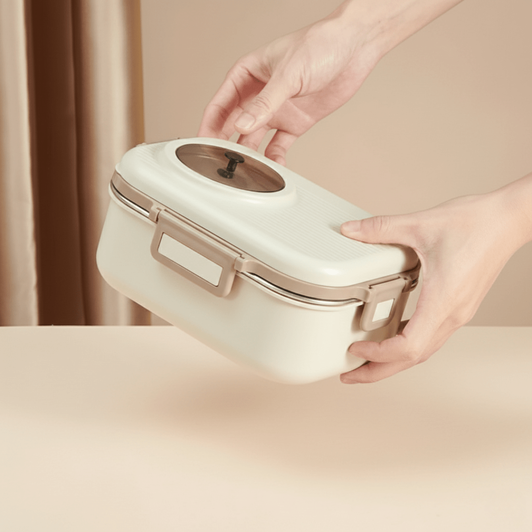 Multifunctional Electric 48W Heated Lunch Box with Leakproof Stainless Steel Liner(1.1Litre)