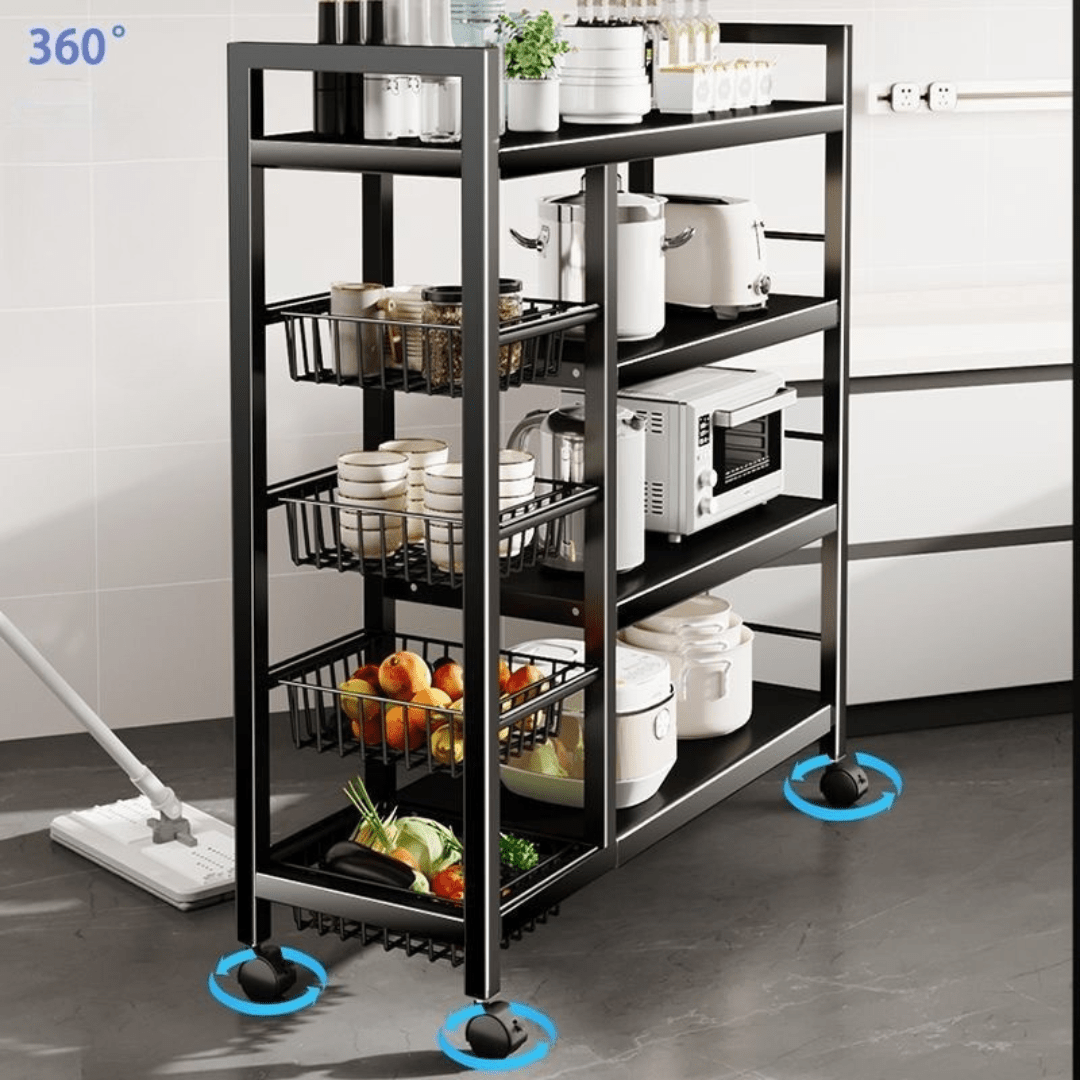 Iron 4-Tier Storage Rack with Adjustable Shelves (90cm)