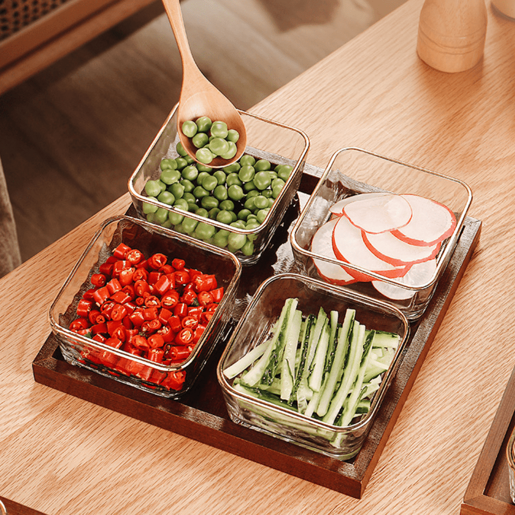 Luxury Glass Snack Box Set (4-Grid)