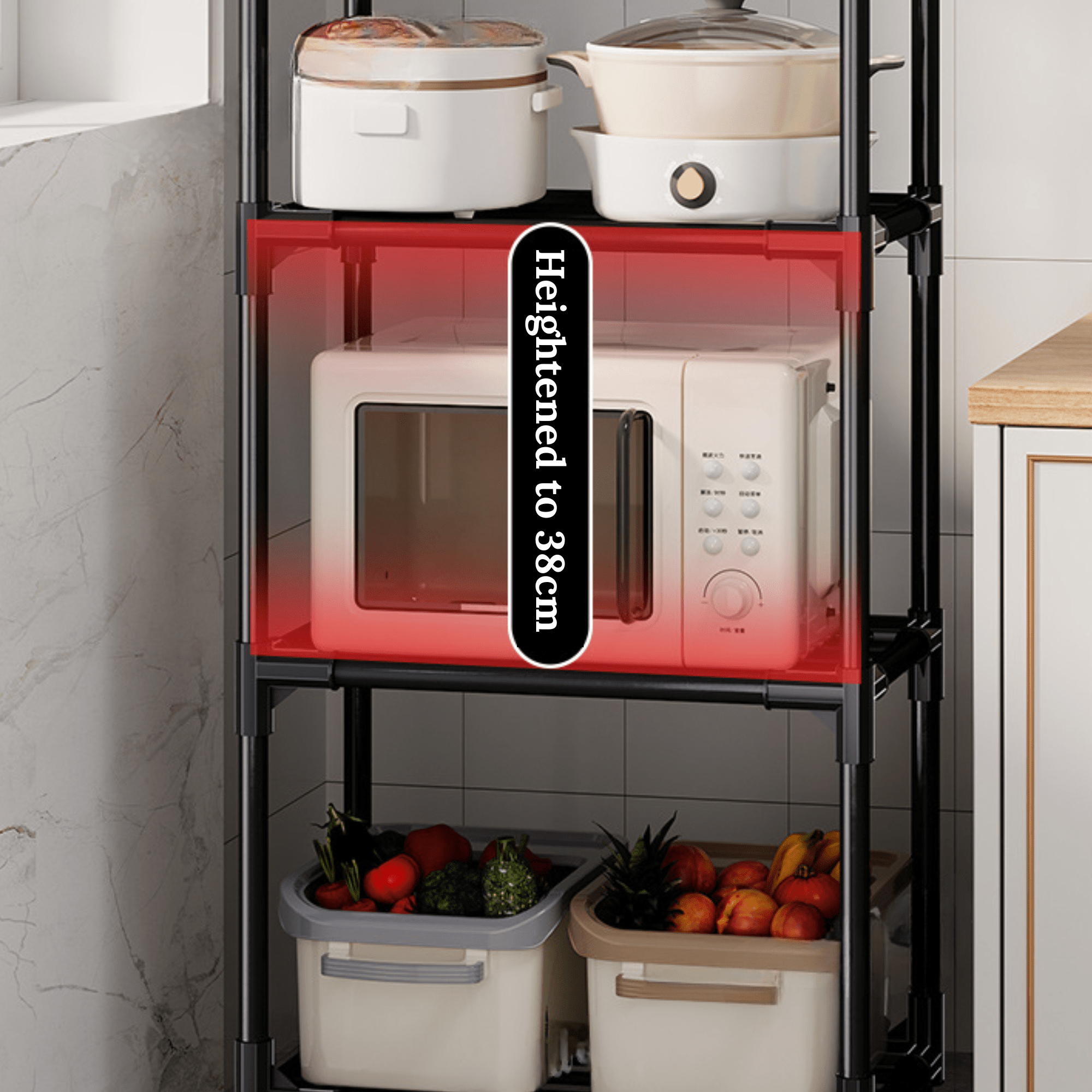 Multi-Layer Kitchen Storage Trolley Rack with Wheels