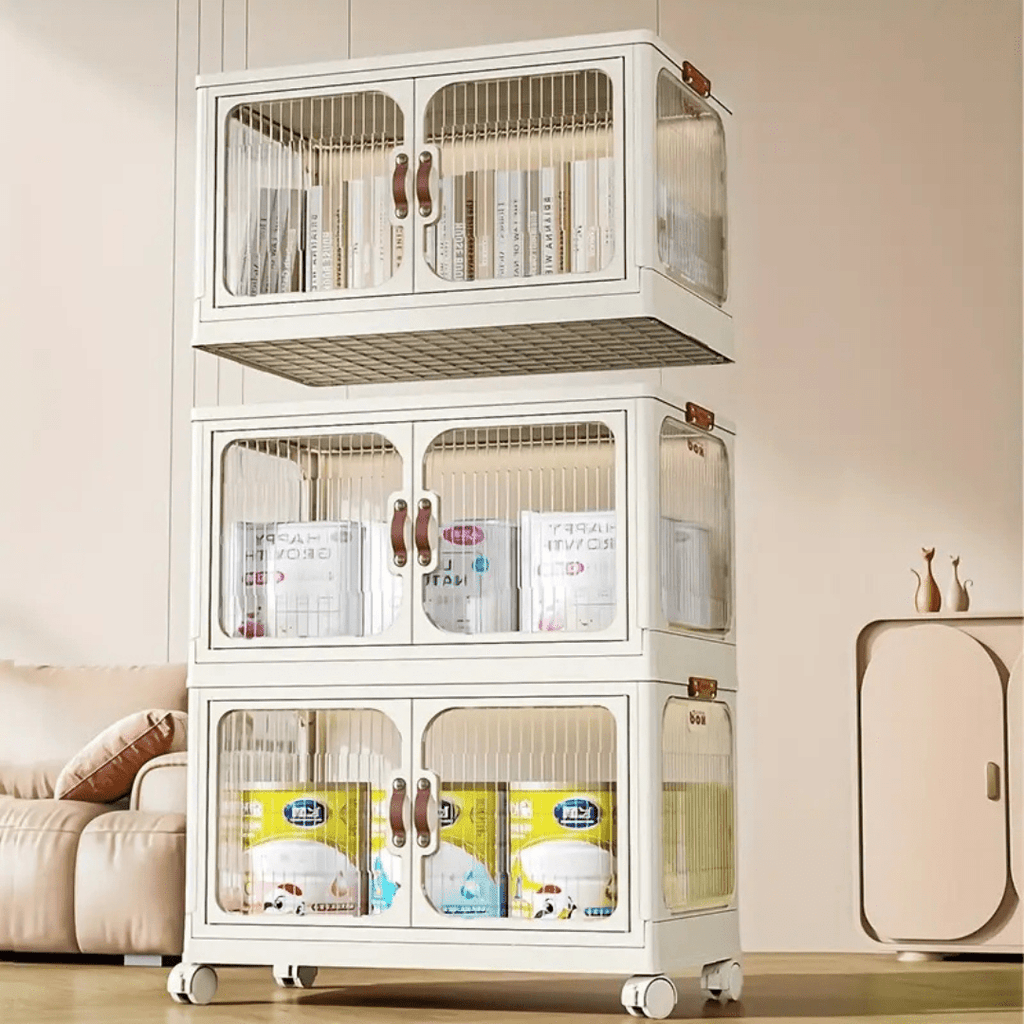 Multi-Layer Plastic Storage Cabinet with Lid & Wheels