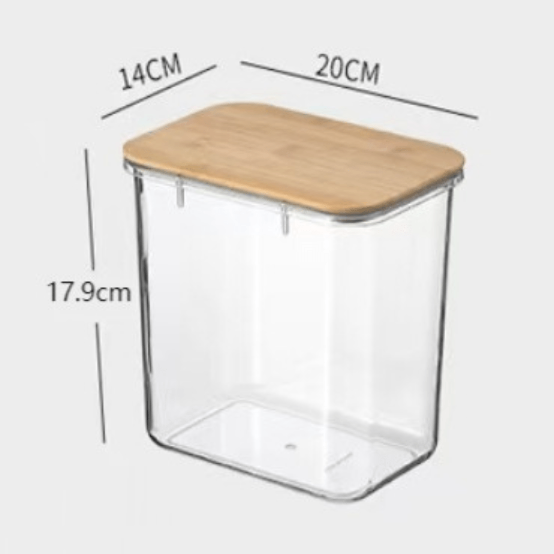 Multi-Purpose Transparent Food Storage Containers with Wooden Lid