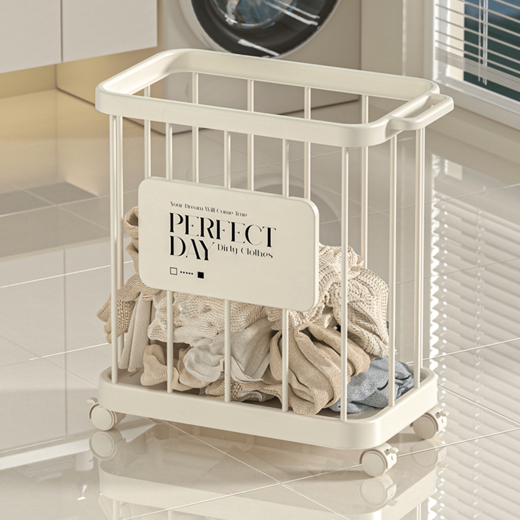 Multi-Purpose Household Plastic Storage Basket for Laundry with Wheels